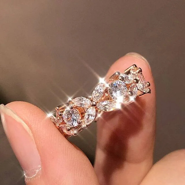 Handmade Rose Gold Flower Women's Wedding Band