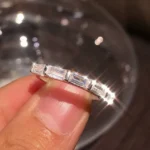 Handmade Emerald Cut 925 Sterling Silver Wedding Band