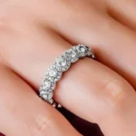 Handmade Halo Round Cut Sterling Silver Wedding Band