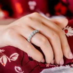 Handmade Halo Round Cut Sterling Silver Wedding Band