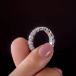 Handmade Halo Round Cut Sterling Silver Wedding Band