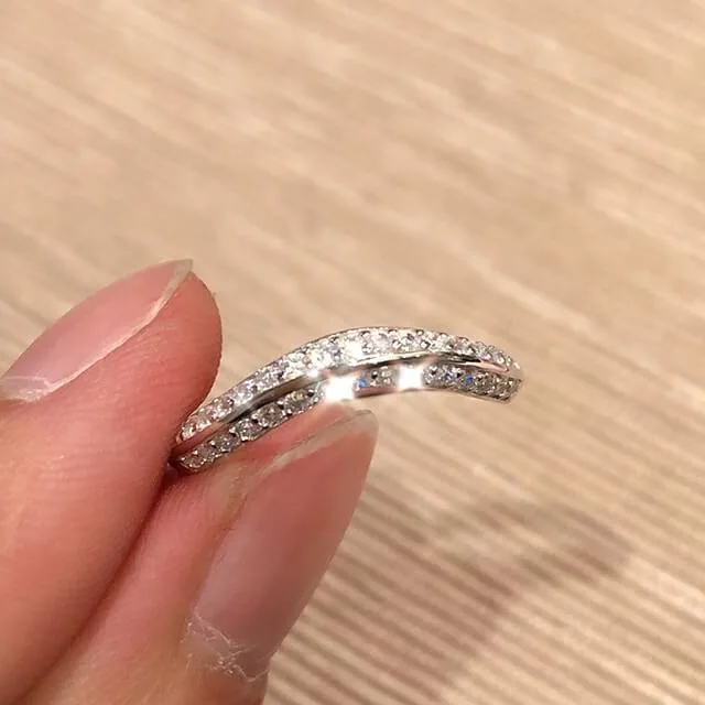 Handmade Curved 925 Sterling Silver Wedding Band