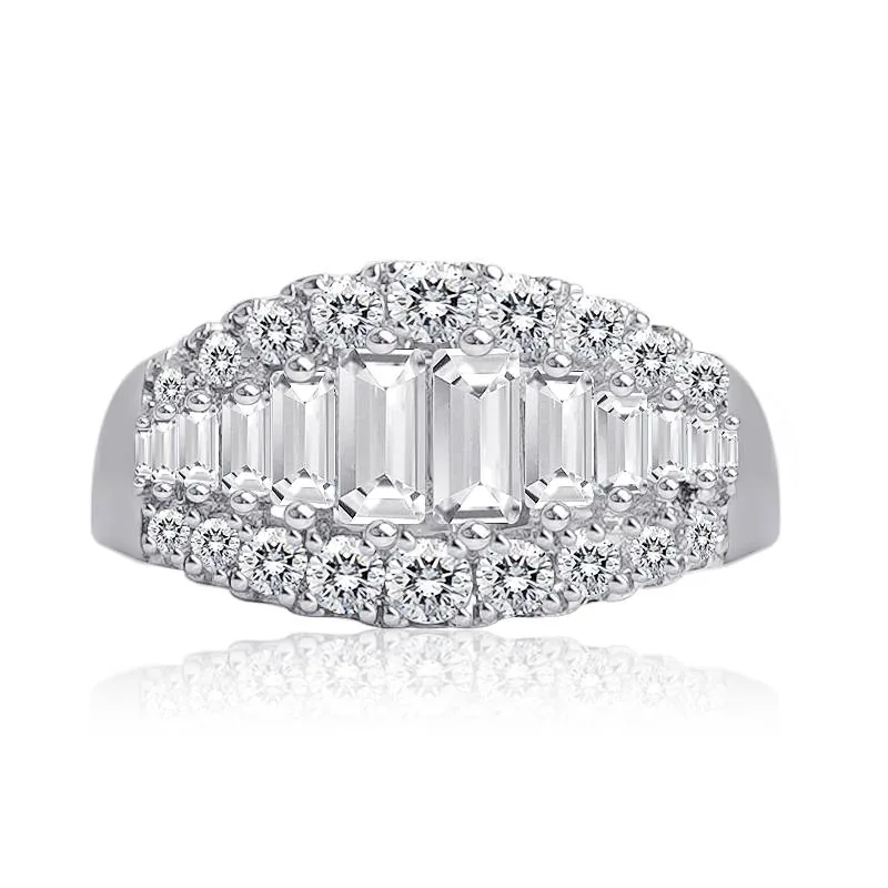 Handmade Emerald Cut Sterling Silver Wedding Band