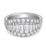 Handmade Emerald Cut Sterling Silver Wedding Band