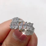 Handmade Marquise Cut 925 Sterling Silver Wedding Band