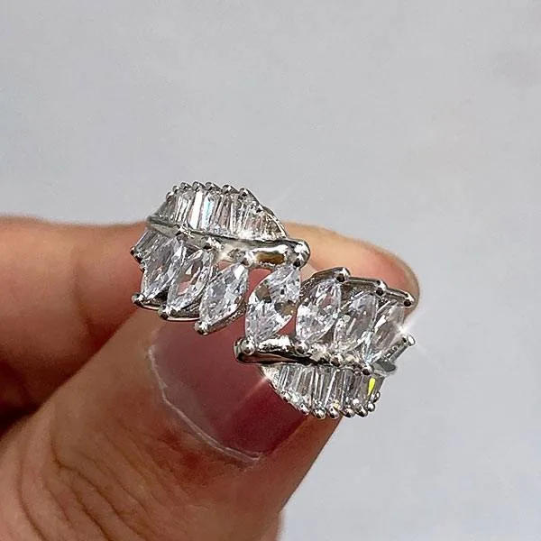 Handmade Marquise Cut 925 Sterling Silver Wedding Band