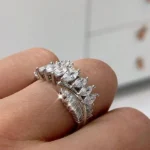 Handmade Marquise Cut 925 Sterling Silver Wedding Band