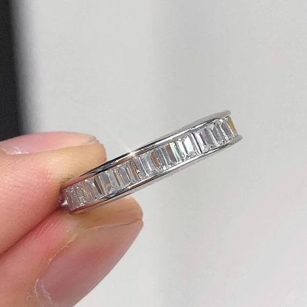 Handmade Emerald Cut Channel Set Band Ring