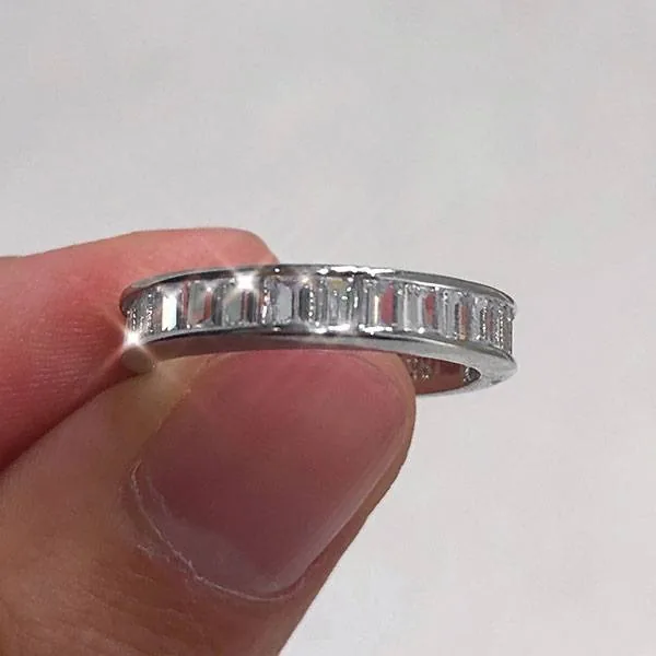 Handmade Emerald Cut Channel Set Band Ring