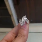Handmade Round&Emerald Cut Sterling Silver Wedding Band