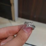 Handmade Round&Emerald Cut Sterling Silver Eternity Band