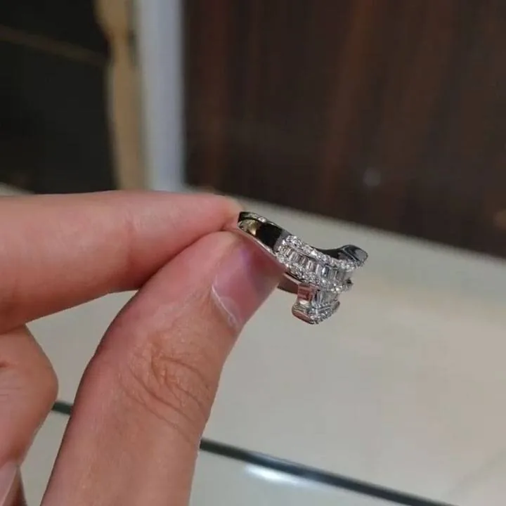 Handmade Round&Emerald Cut Sterling Silver Eternity Band