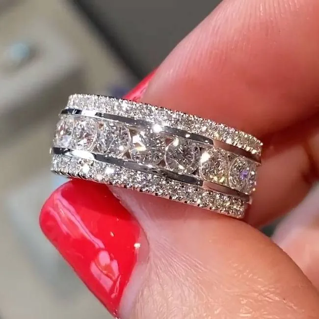 Handmade Round Cut Eternity Band Wedding Anniversary Ring