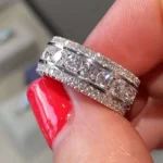 Handmade Round Cut Eternity Band Wedding Anniversary Ring