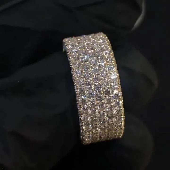 Handmade Micro Pave White Sapphire Ring Eternity Band