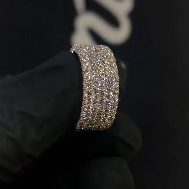 Handmade Micro Pave White Sapphire Ring Eternity Band