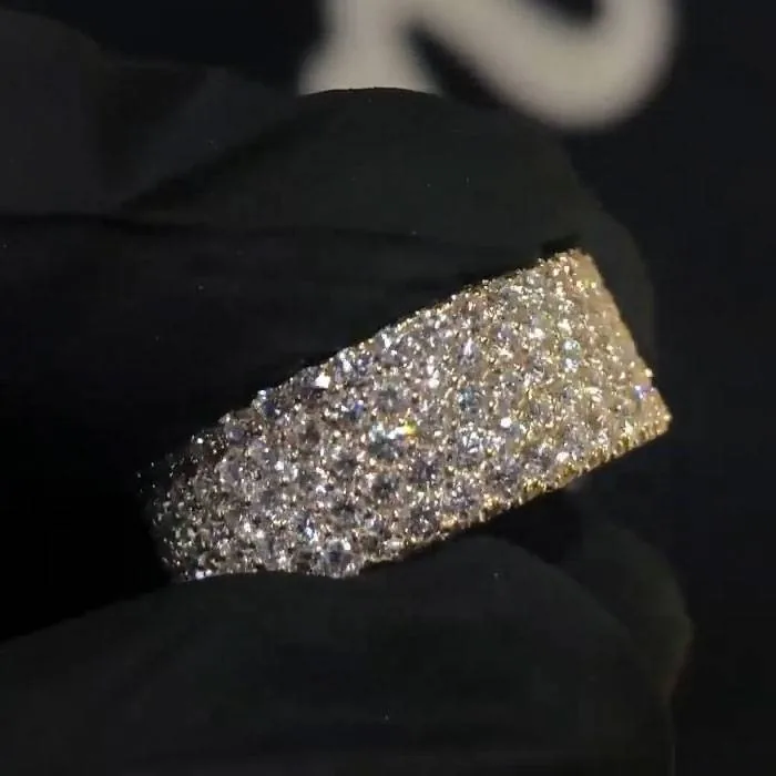 Handmade Micro Pave White Sapphire Ring Eternity Band