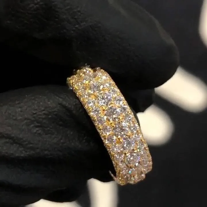 Handmade Micro Pave Setting White Sapphire Ring Eternity Band