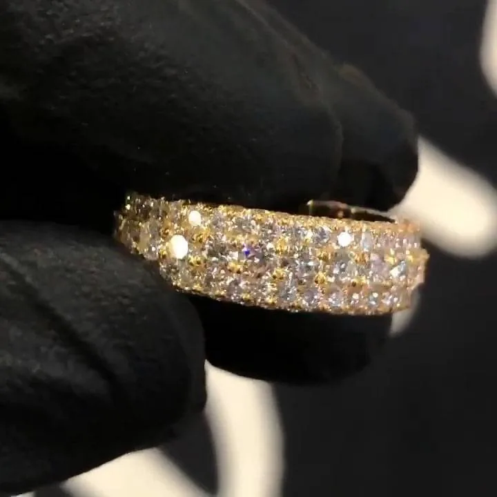 Handmade Micro Pave Setting White Sapphire Ring Eternity Band