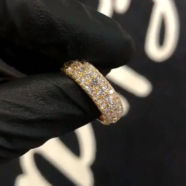 Handmade Micro Pave Setting White Sapphire Ring Eternity Band