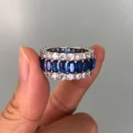 Handmade Sapphire Radiant Cut Eternity Band Ring