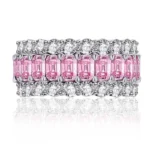 Handmade Pink Sapphire Emerald Cut Eternity Band Ring