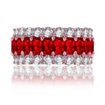 Handmade Ruby Red Sapphire Radiant Cut Eternity Band Ring