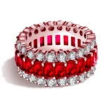 Handmade Ruby Red Sapphire Radiant Cut Eternity Band Ring