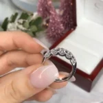 Handmade 5-stone Round Brilliant Cut Wedding Band in Sterling Silver