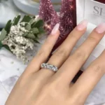 Handmade 5-stone Round Brilliant Cut Wedding Band in Sterling Silver