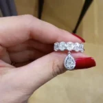 Half Eternity Oval Cut Wedding Band with Pear Pendent