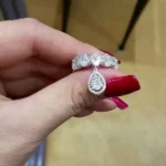 Half Eternity Oval Cut Wedding Band with Pear Pendent