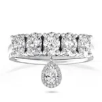 Half Eternity Oval Cut Wedding Band with Pear Pendent