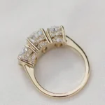 Handmade 3-stone Under Halo Wedding Band