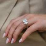 Handmade 3-stone Under Halo Wedding Band