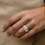 Handmade 3-stone Under Halo Wedding Band