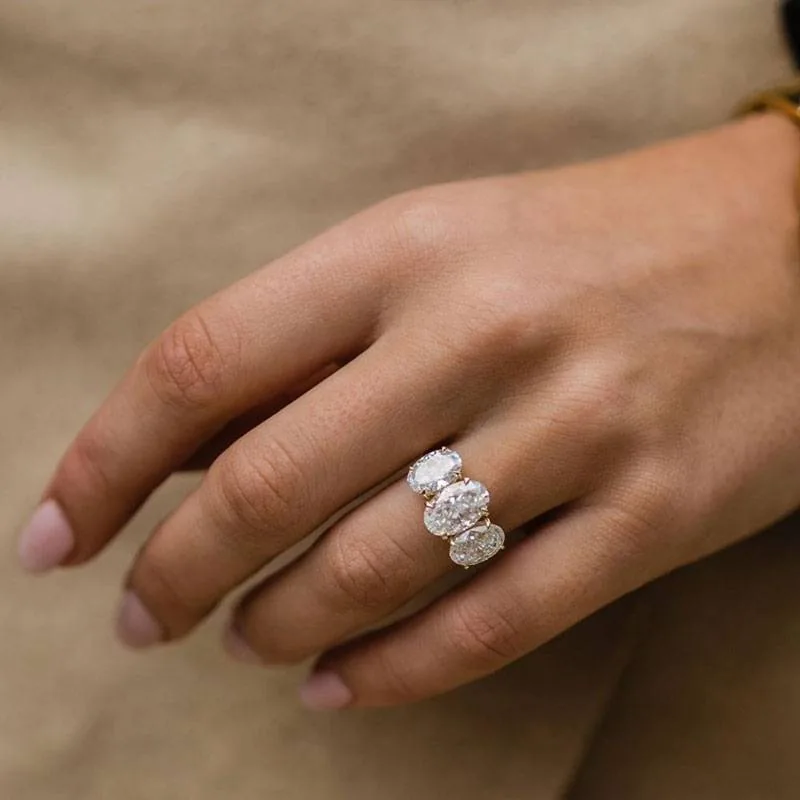 Handmade 3-stone Under Halo Wedding Band