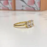 Handmade 3-stone Under Halo Wedding Band