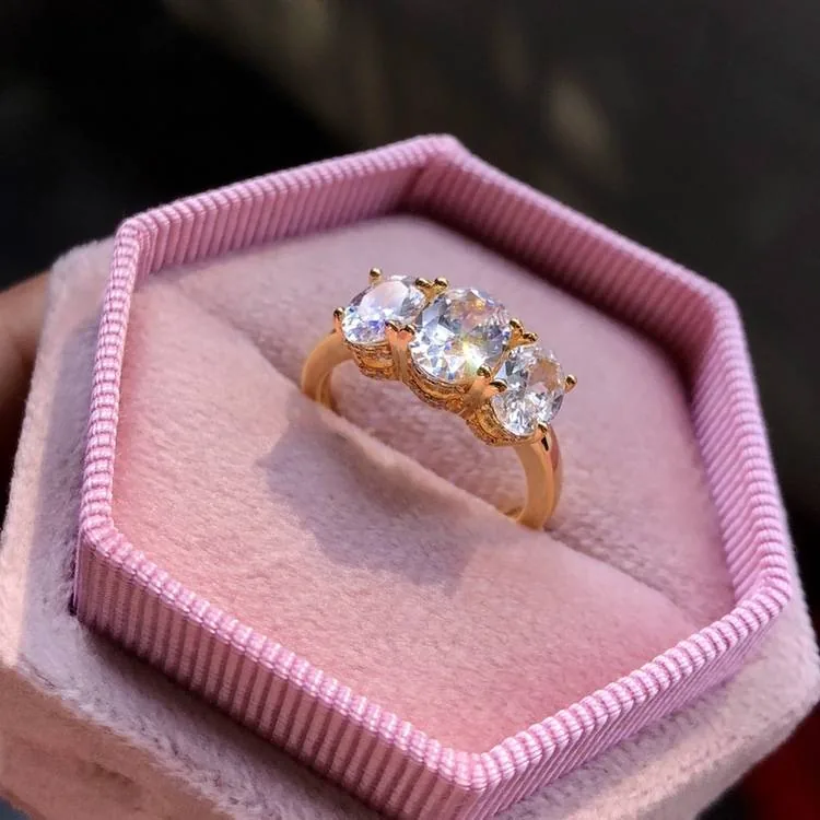 Handmade 3-stone Under Halo Wedding Band