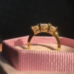 Handmade 3-stone Under Halo Wedding Band
