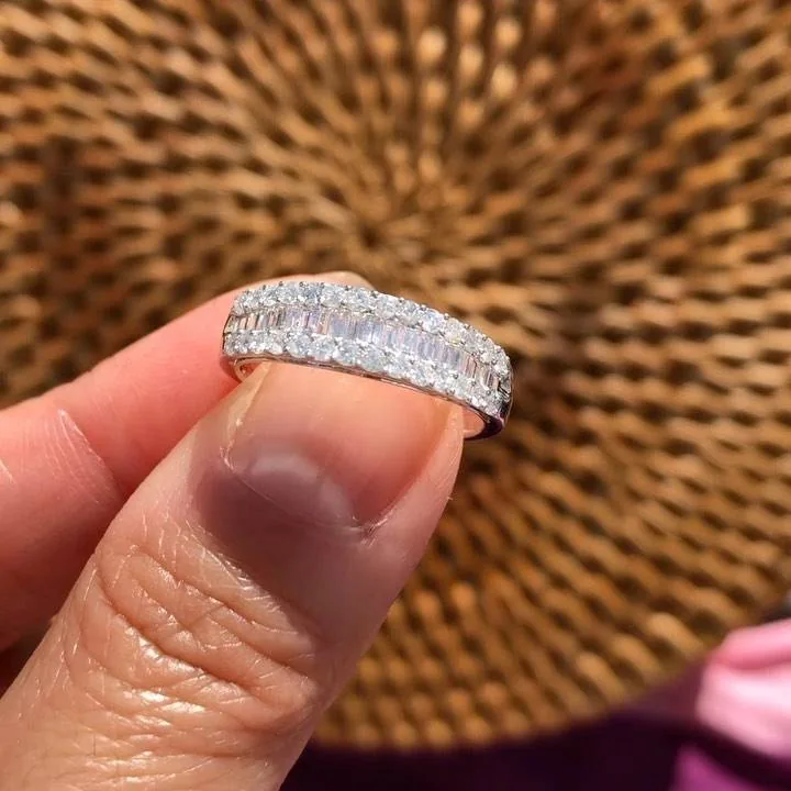 Handmade 7ct Baguette & Round Diamond Anniversary Band