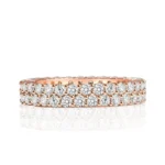 Handmade 4.5 CT Double Rows Round Briliant Cut Wedding Eternity Band In Rose Gold