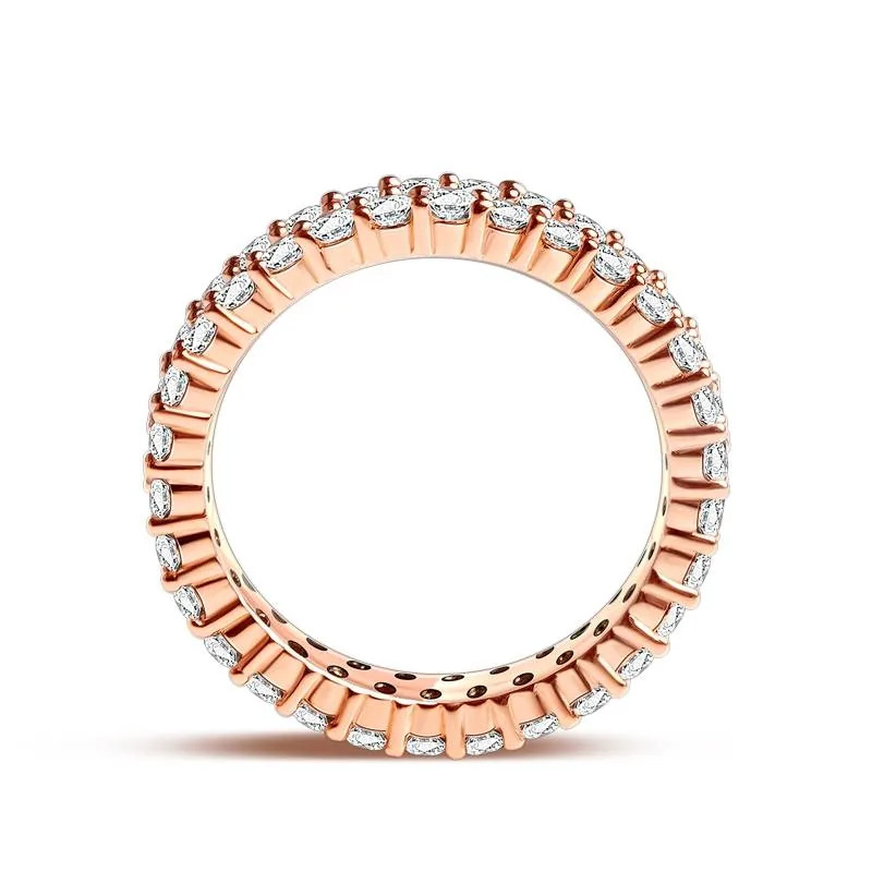 Handmade 4.5 CT Double Rows Round Briliant Cut Wedding Eternity Band In Rose Gold