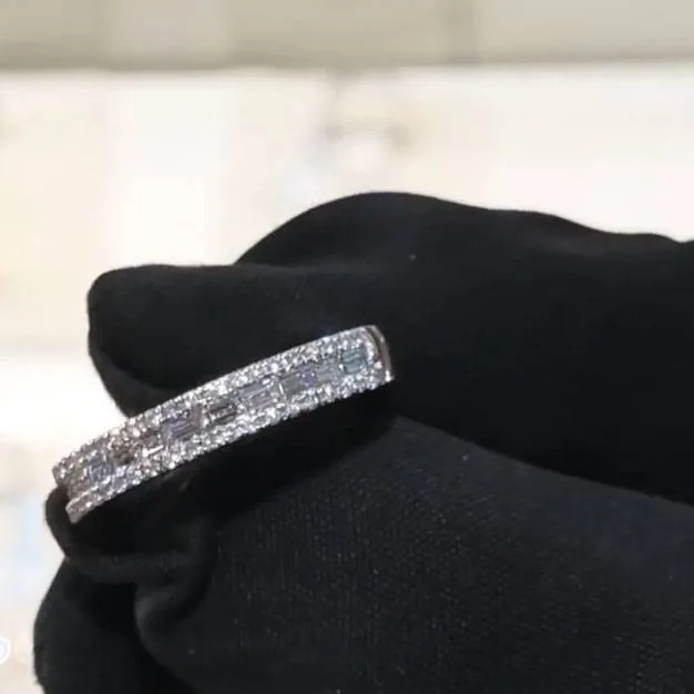 Handmade 2.35CT Emerald&Round Briiliant Cut Diamond Eternity