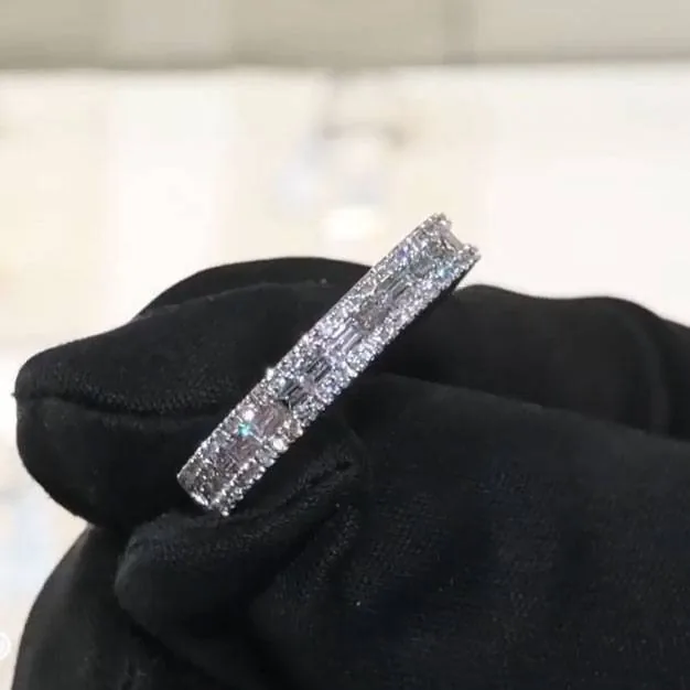 Handmade 2.35CT Emerald&Round Briiliant Cut Diamond Eternity
