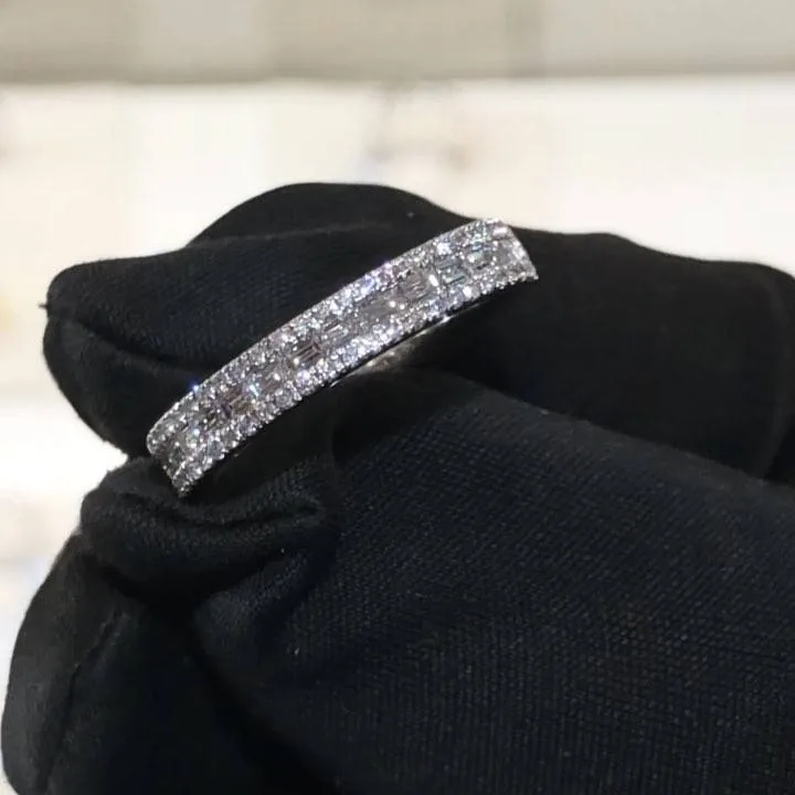 Handmade 2.35CT Emerald&Round Briiliant Cut Diamond Eternity