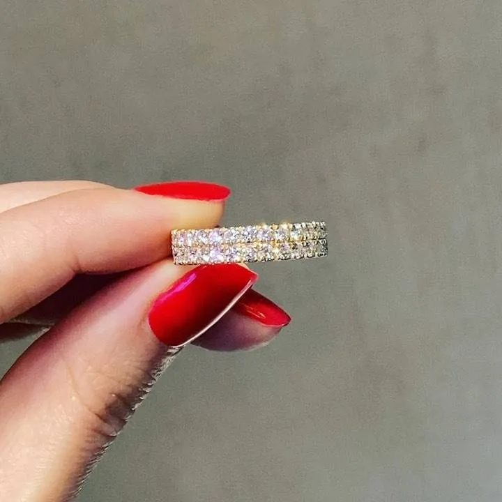 Handmade 1.95ct Half Double Rows Brilliant Cut Anniversary Eternity Band