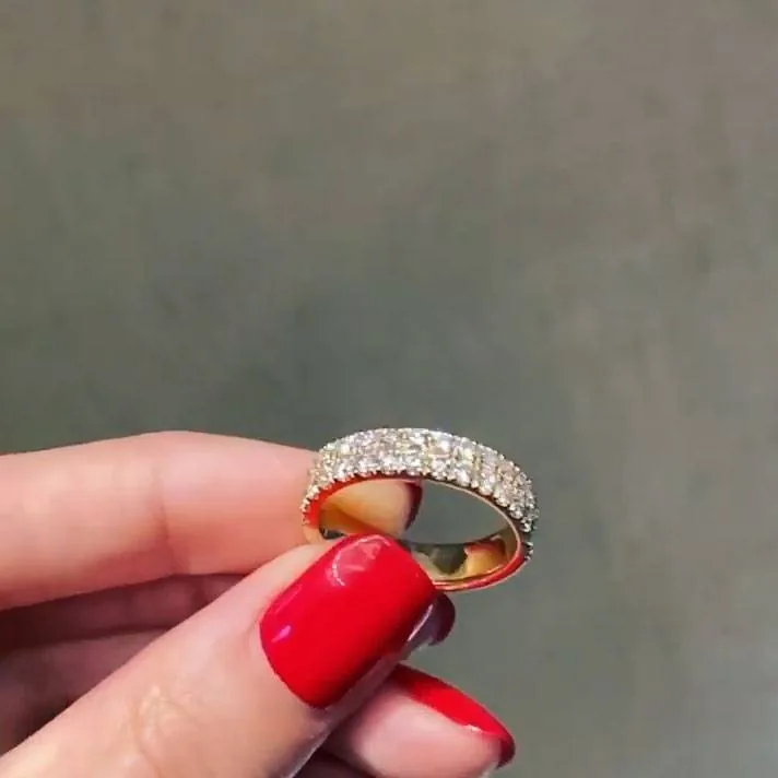 Handmade 1.95ct Half Double Rows Brilliant Cut Anniversary Eternity Band