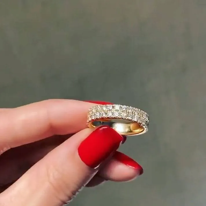 Handmade 1.95ct Half Double Rows Brilliant Cut Anniversary Eternity Band