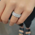 Handmade 4.5 CT Double Rows Marquise Diamond Eternity Band in Sterling Silver